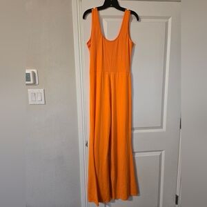 Ladies Sleeveless Orange one-piece jump suit Size L